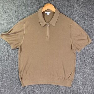 Reiss Knit Polo Men 2XL Brown Short Sleeve Old Money Casual Preppy
